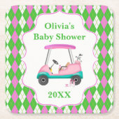 Elegant Golf Cart gereed voor Baby shower Kartonnen Onderzetters (Voorkant)