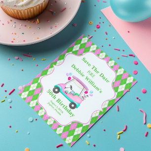 Elegant Golf Cart klaar voor de bevalling voor vro Aankondigingskaart