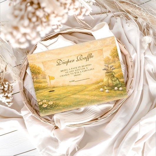 Elegant Golf Club Diapper Raffle Informatiekaartje