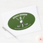 Elegant Golf Monogr... Ovale Sticker (Envelop)