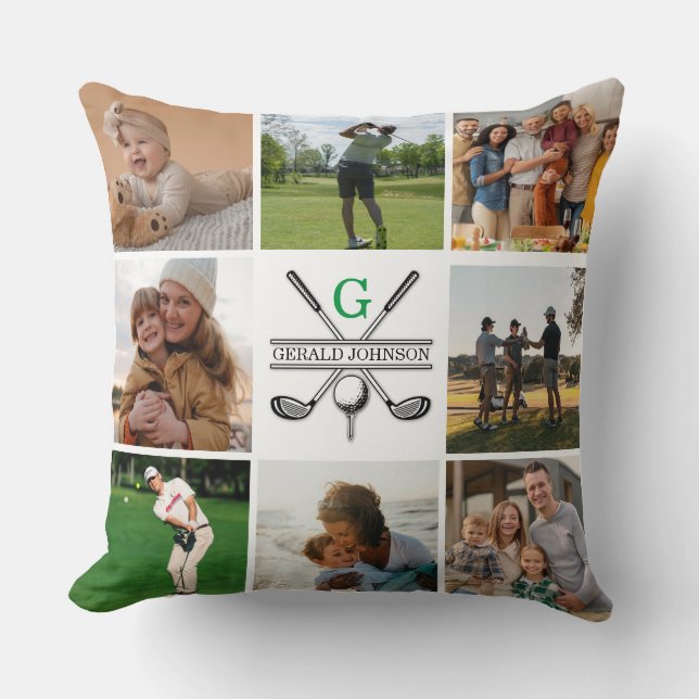 Elegant Golf Monogram Collage Design Kussen (Voorkant)