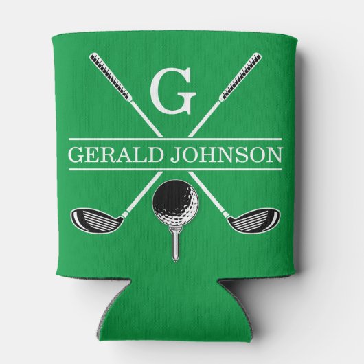 Elegant Golf Monogram Design Blikjeskoeler (Achterkant)