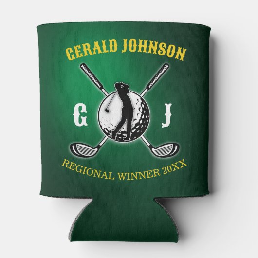 Elegant Golf Monogram Design Blikjeskoeler (Achterkant)