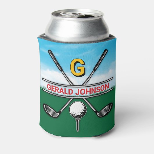 Elegant Golf Monogram Design Can Cooler (Blikje Achterkant)