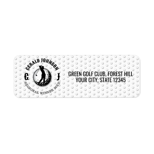Elegant Golf Monogram Design Etiket (Voorkant)