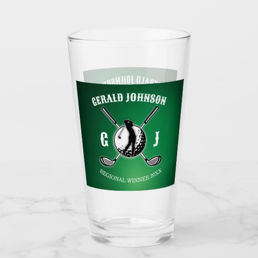 Elegant Golf Monogram Design Glas (Voorkant)