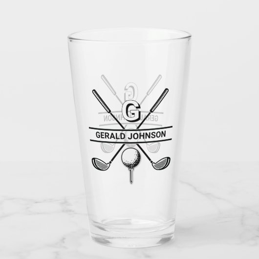 Elegant Golf Monogram Design Glas (Achterkant)