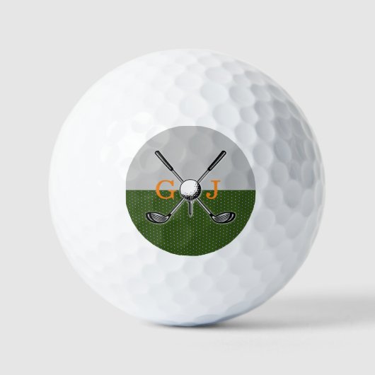 Elegant Golf Monogram Design Golfballen (Voorkant)