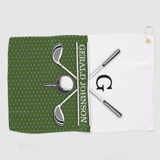 Elegant Golf Monogram Design Golfhanddoek (Horizontaal)