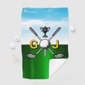 Elegant Golf Monogram Design Golfhanddoek (Insitu)
