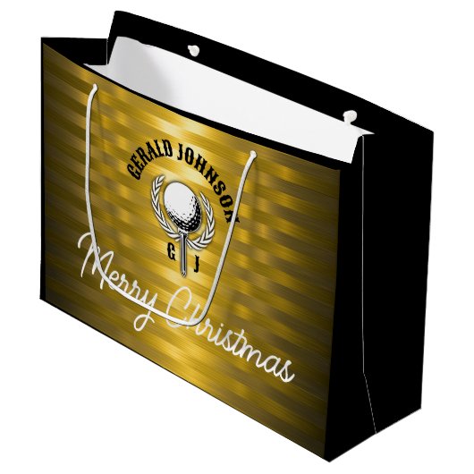 Elegant Golf Monogram Design Groot Cadeauzakje (Voorkant Gekanteld)