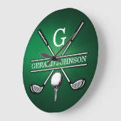 Elegant Golf Monogram Design Grote Klok (Hoek)