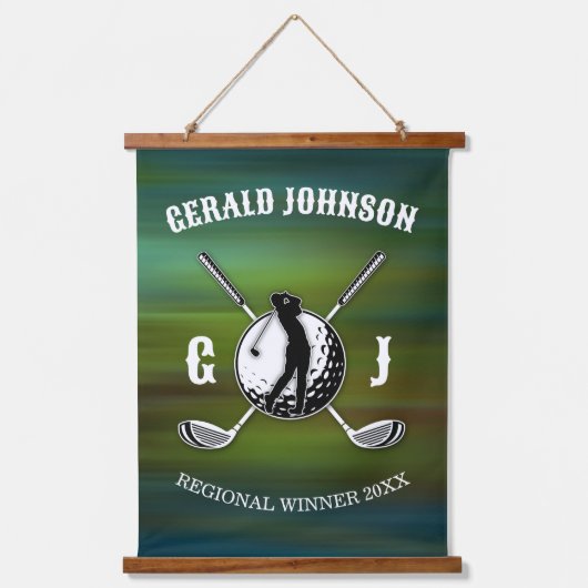 Elegant Golf Monogram Design Hangend Wandkleed (Voorkant)