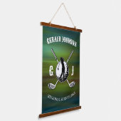 Elegant Golf Monogram Design Hangend Wandkleed (Gebogen)