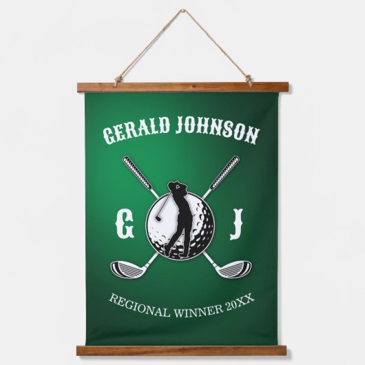 Elegant Golf Monogram Design Hangend Wandkleed (Voorkant)