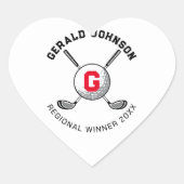 Elegant Golf Monogram Design Hart Sticker (Voorkant)