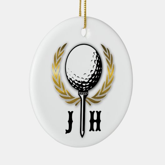 Elegant Golf Monogram Design Keramisch Ornament (Rechts)