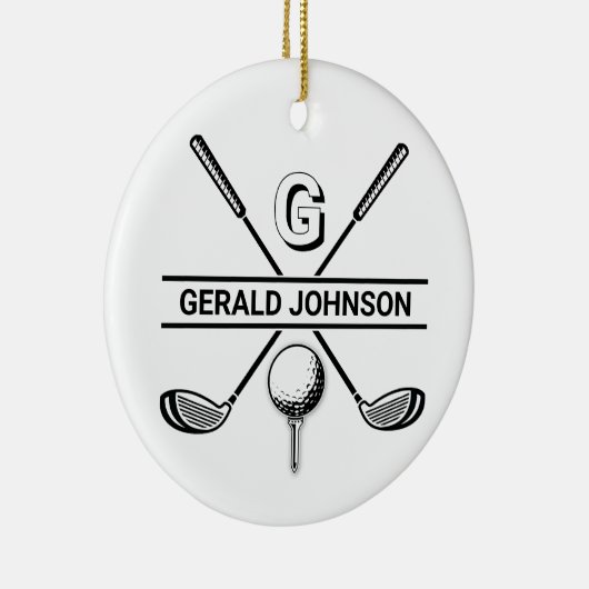 Elegant Golf Monogram Design Keramisch Ornament (Rechts)