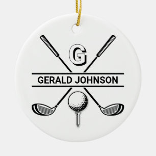 Elegant Golf Monogram Design Keramisch Ornament