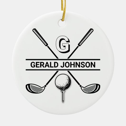 Elegant Golf Monogram Design Keramisch Ornament (Voorkant)