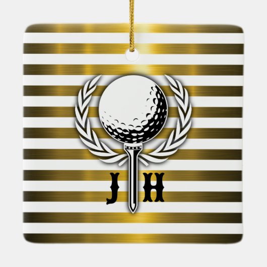 Elegant Golf Monogram Design Keramisch Ornament (Achterkant)