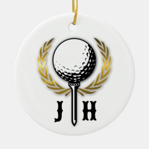 Elegant Golf Monogram Design Keramische Versiering Keramisch Ornament