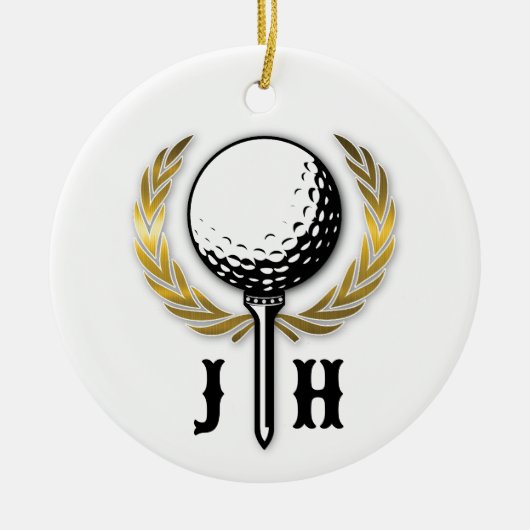 Elegant Golf Monogram Design Keramische Versiering Keramisch Ornament (Voorkant)