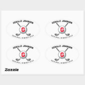 Elegant Golf Monogram Design Ovale Sticker (Vel)