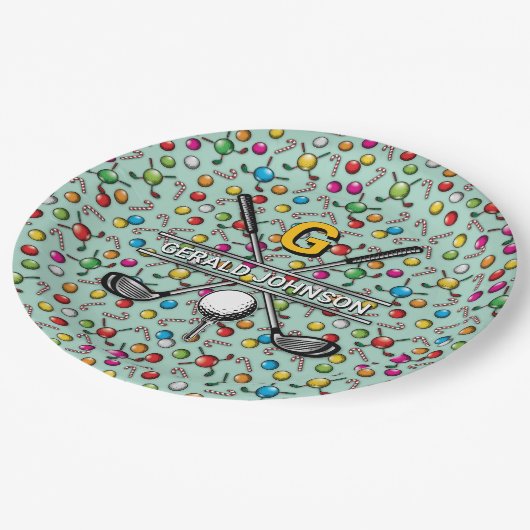 Elegant Golf Monogram Design Papieren Bordje (Gekanteld)