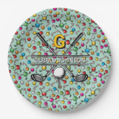 Elegant Golf Monogram Design Papieren Bordje (Voorkant)