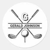 Elegant Golf Monogram Design Ronde Sticker (Voorkant)