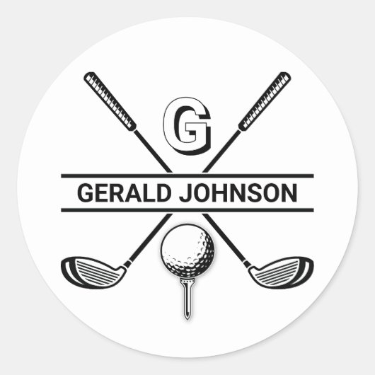Elegant Golf Monogram Design Ronde Sticker (Voorkant)
