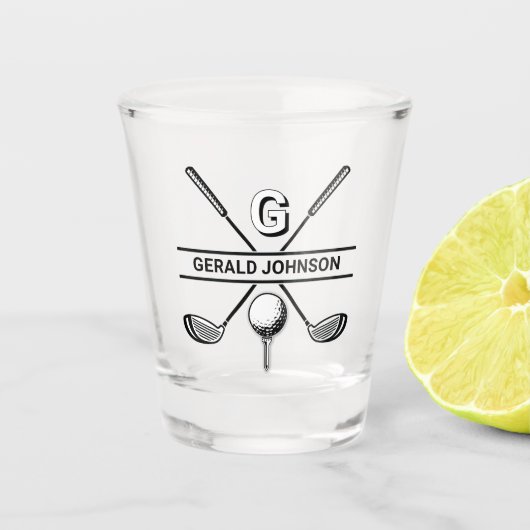 Elegant Golf Monogram Design Shot Glas (Voorkant)