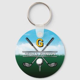 Elegant Golf Monogram Design Sleutelhanger