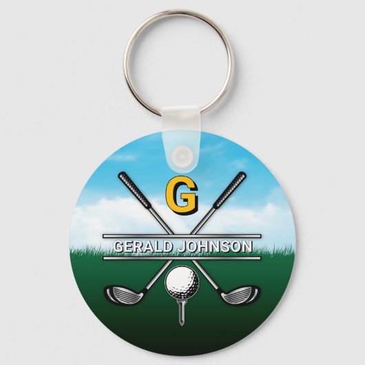 Elegant Golf Monogram Design Sleutelhanger (Voorkant)
