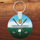 Elegant Golf Monogram Design Sleutelhanger (Voorkant)