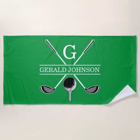 Elegant Golf Monogram Design Strandlaken (Voorkant)