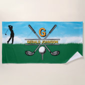 Elegant Golf Monogram Design Strandlaken (Voorkant)