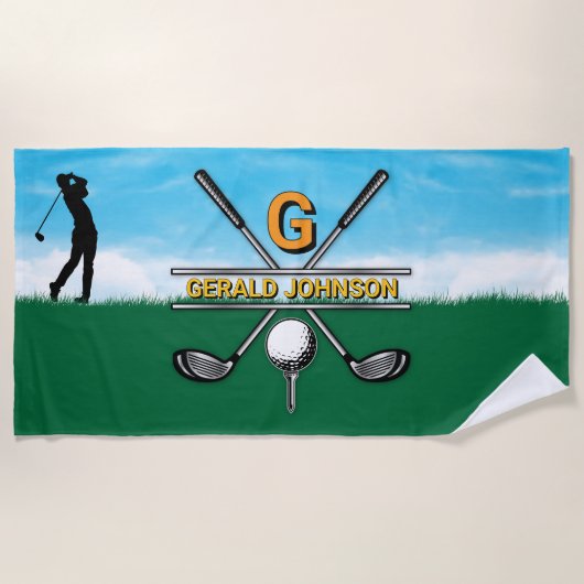 Elegant Golf Monogram Design Strandlaken (Voorkant)