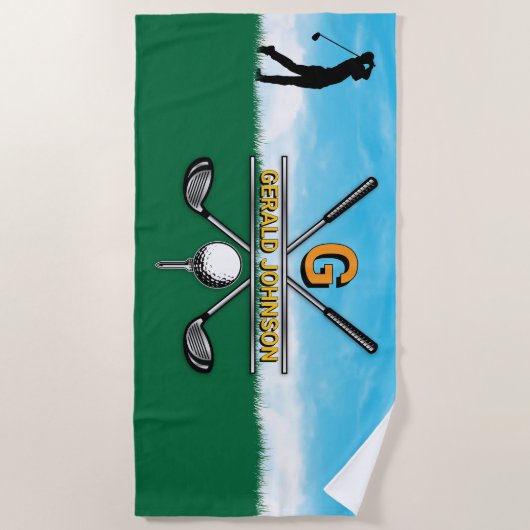 Elegant Golf Monogram Design Strandlaken (Voorkant)