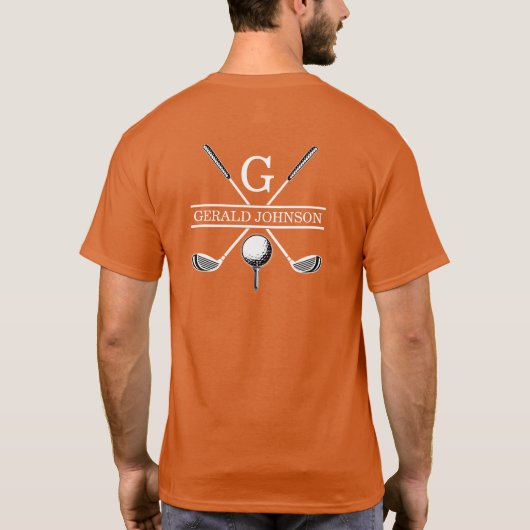 Elegant Golf Monogram Design Texas Sinaasappel T-shirt (Achterkant)