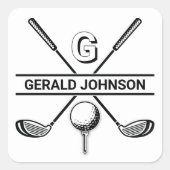 Elegant Golf Monogram Design Vierkante Sticker (Voorkant)