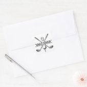 Elegant Golf Monogram Design Vierkante Sticker (Envelop)