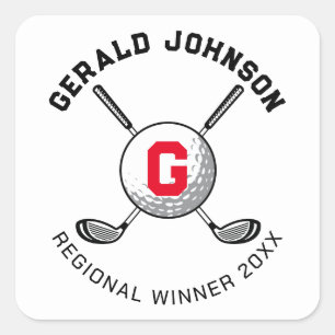 Elegant Golf Monogram Design Vierkante Sticker
