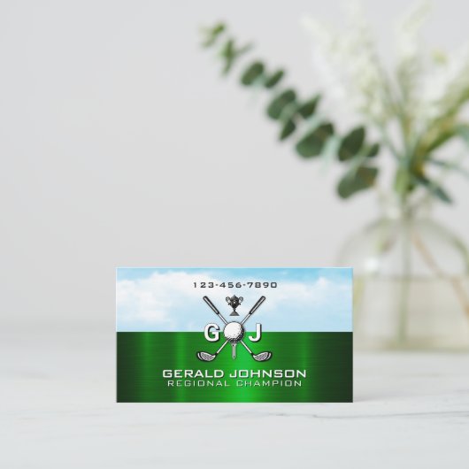 Elegant Golf Monogram Design Visitekaartje (Staand voorkant)