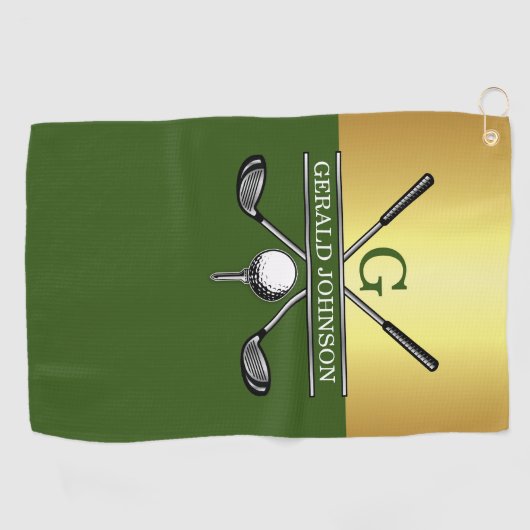 Elegant Golf Monogram Golfhanddoek (Horizontaal)