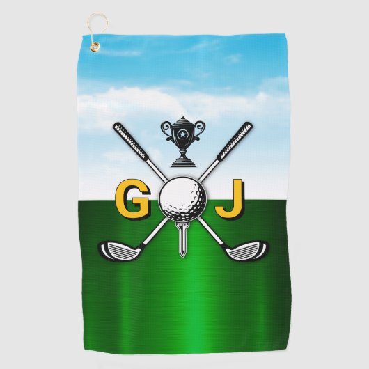 Elegant golf monogram ontwerp golfhanddoek (Voorkant)