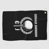 Elegant Golf Monogram Ontwerp met Krans Golfhanddoek (Horizontaal)