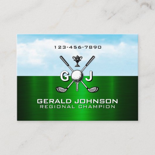 Elegant golf monogram ontwerp visitekaartje (Voorkant)