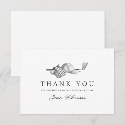 Elegant Golf Thema 50e Verjaardag Bedankkaart (Voorkant / Achterkant)